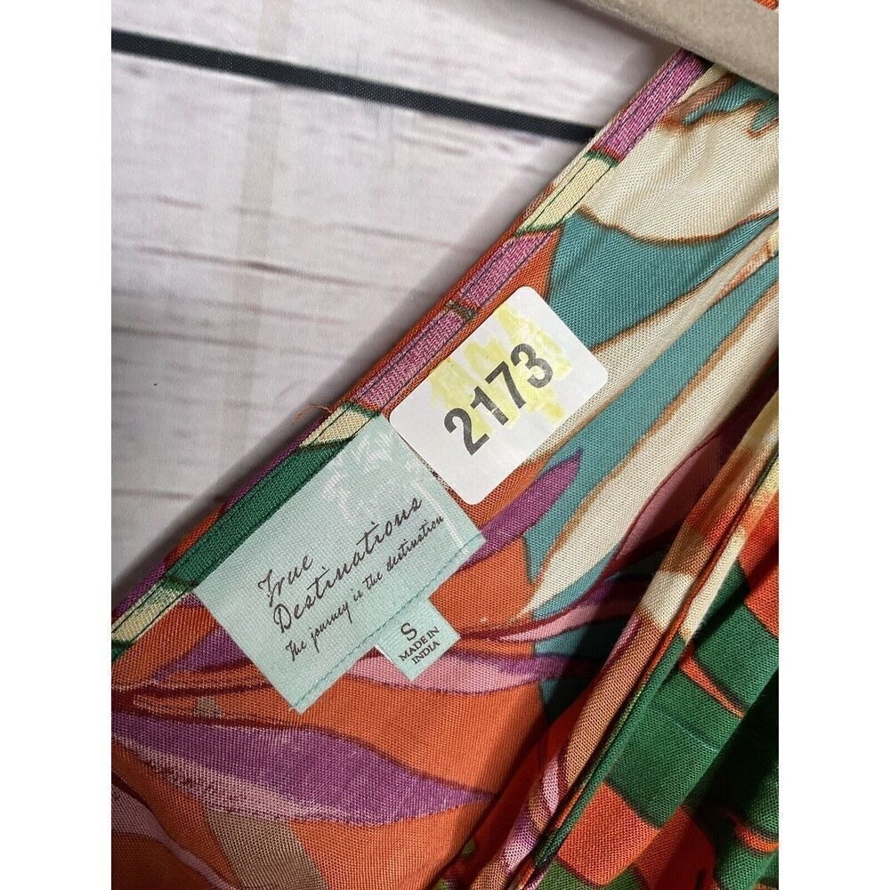 True Destination V Neck Dress Multicolor Tropical Leaf Print Sleeveless Casual S - Picture 2 of 11